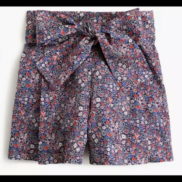 * SOLD * J. Crew Tie-waist Floral Shorts - size 14 - Picture 5 of 9